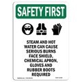 Signmission OSHA Sign, Steam And Hot Water, 18in X 12in Aluminum, 12" W, 18" H, Portrait, OS-SF-A-1218-V-11368 OS-SF-A-1218-V-11368